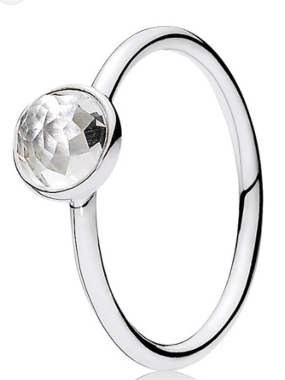 Pandora Silver Ring with Clear Faceted Stone